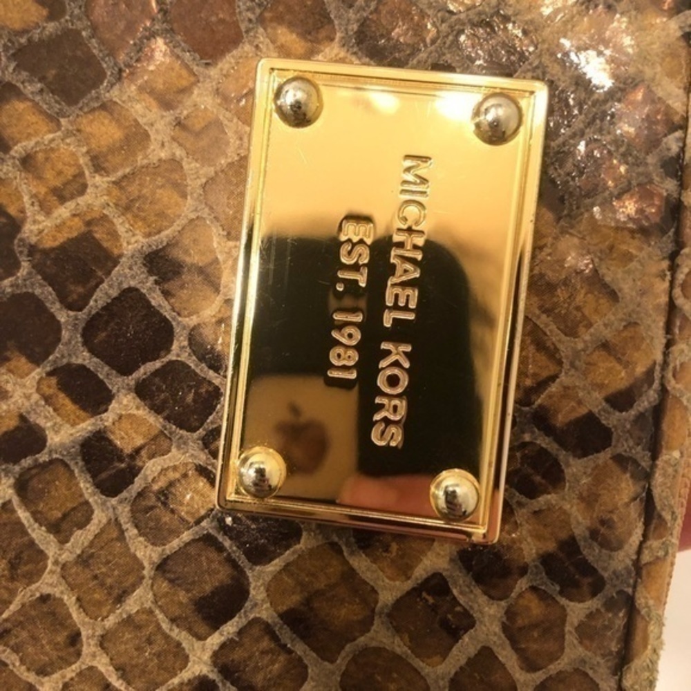 Michael kors python embossed 2 zipper wristlet bag - image 5